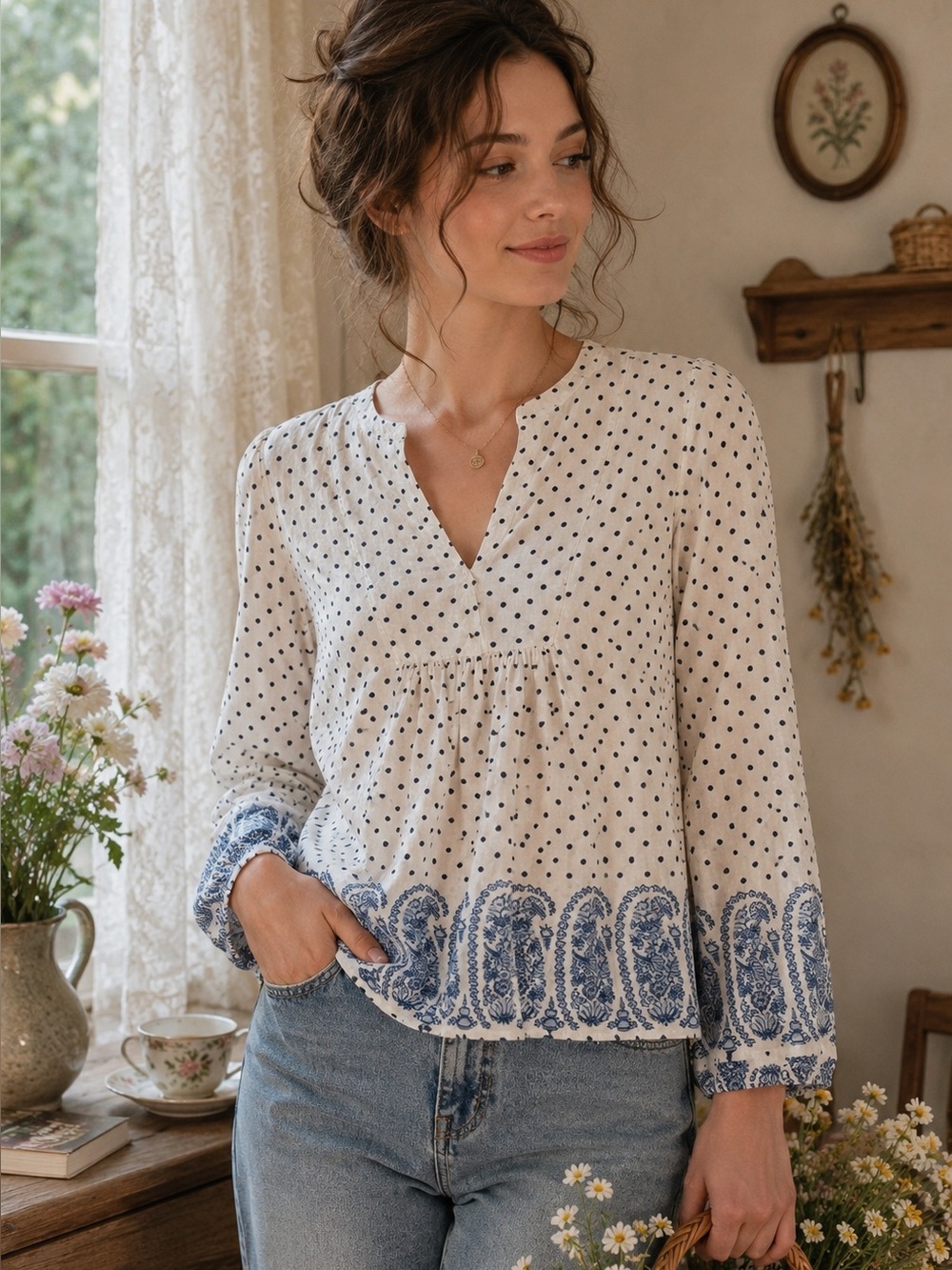 NWT J.Crew Polka Dot Peplum Blouse | Size 2, 100% Cotton 💙💙💙